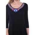 thumbnail image 3 of White Mark Women's 3/4 Sleeve Sol Soft Embellished Tunic, 3 of 4