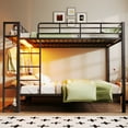 thumbnail image 4 of Harper & Bright Designs Full Over Full Metal Bunk Beds with Storage Mesh Shelves and Clothes Hooks, Space Saving Metal Bed Frame with LED Light, Black, 4 of 15