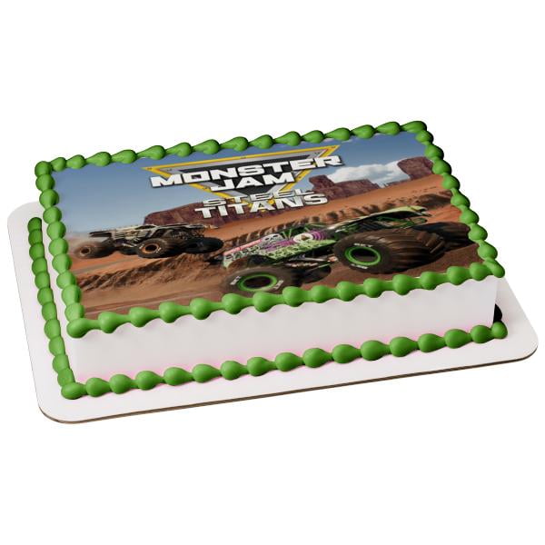 Monster Jam Steel Titans Grave Digger Edible Cake Topper Image Abpid Walmart Com
