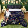 thumbnail image 3 of meiyoeat Galaxy Dino Full Size Comforter Sets for Boys, Neon Line Space Skeleton Bedding Comforter Set, Dark Navy, Black Reversible, 3 Pieces, 1 Comforter and 2 Pillowcases, 3 of 6