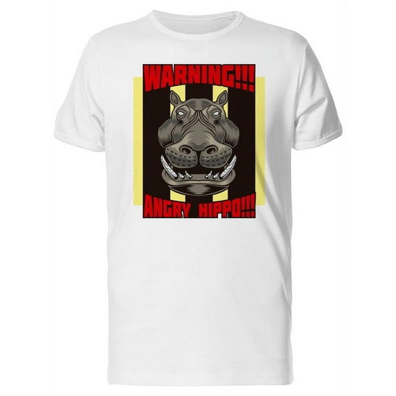 Warning! Angry Hippo!! Cool Tee Men's -Image by Shutterstock