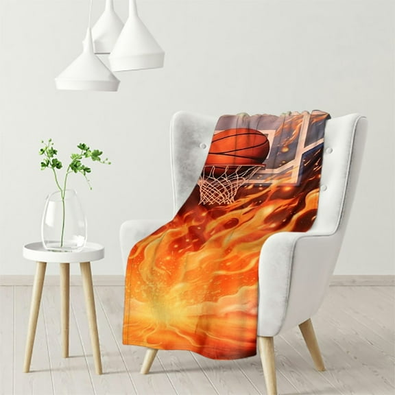 Nawypu Basketball Print Sherpa Blanket Twin Size Plush Throw Blanket Fuzzy Soft Blanket (Basketball, Twin