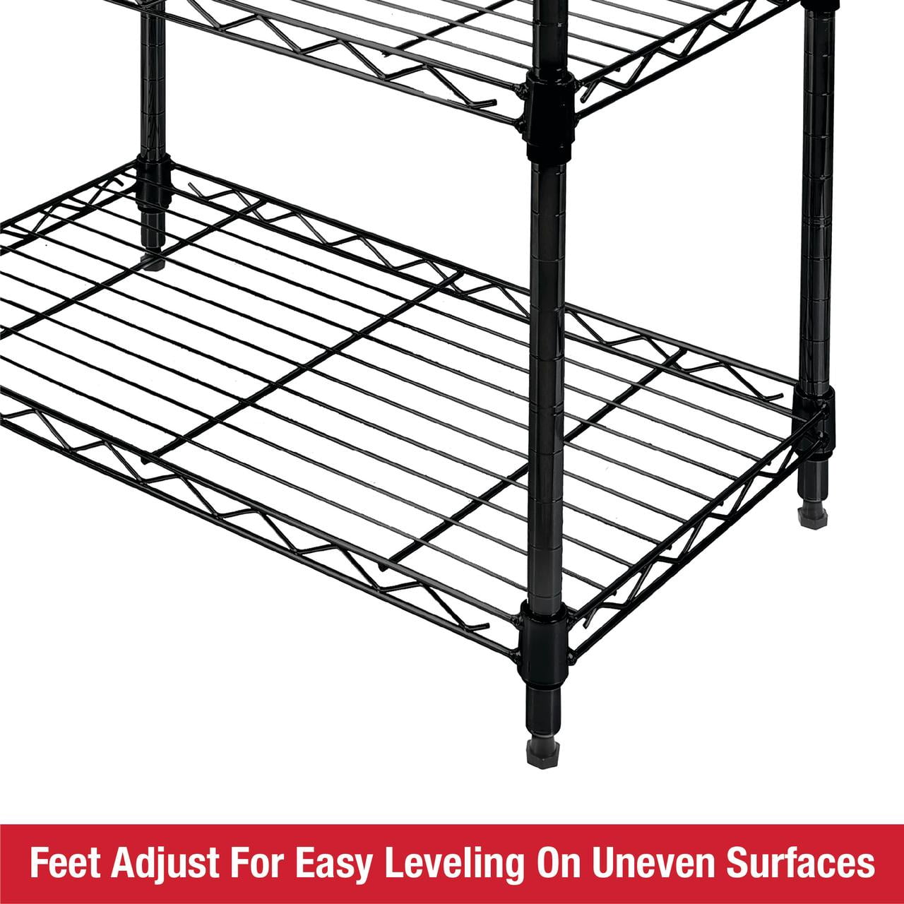 Rubbermaid 3-Tier Heavy Duty Black Wire Shelving Unit, 450lb Capacity