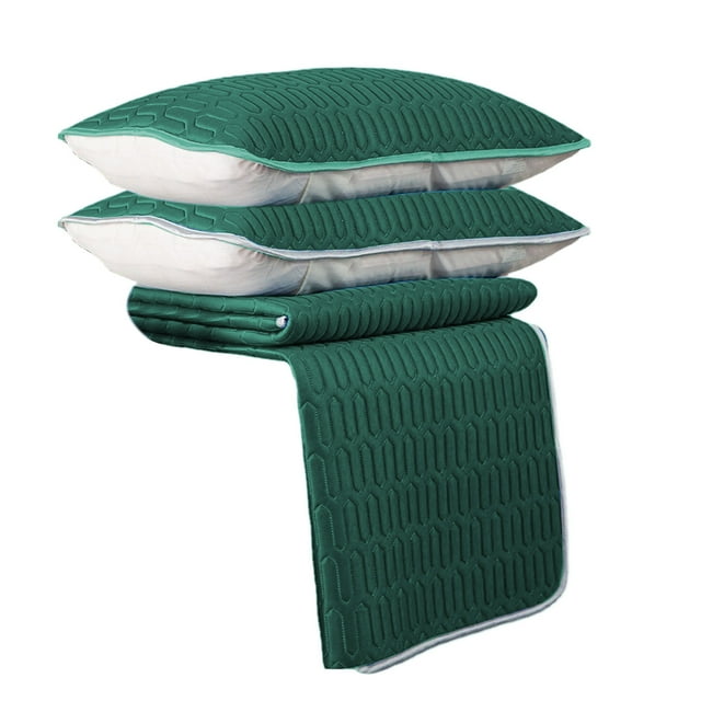 Mattress Foam Topper,Soft Mattress Topper Natural Emulsion Mattress Topper Layer of Emulsion Foam Breathable Responsive Support Three-Piece Set Sheets Plus Two Pillowcases