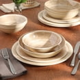 thumbnail image 4 of Gibson Home Casper Court 16-Piece Melamine Dinnerware Set – Reactive Glaze Look - Service for - Beige, 4 of 16