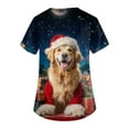 thumbnail image 3 of Garbnen Christmas Scrub Tops Women V Neck Short Sleeve Womens Tops Winter Fall Xmas Print Nursing Uniforms with Pockets S-5xl, 3 of 4
