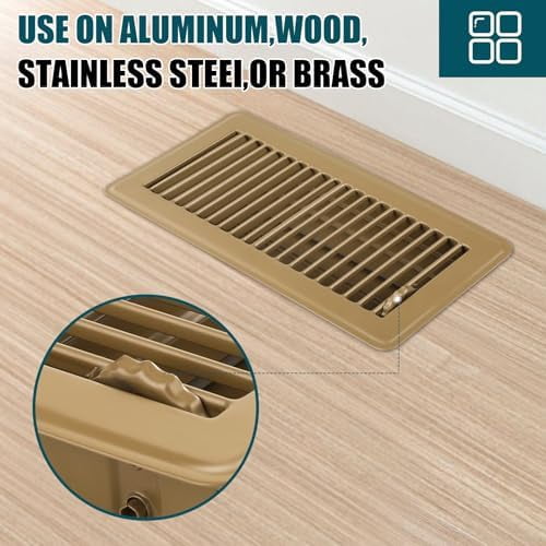 Floor Register 4x10, 2 Pack Brown Floor Vent Covers,Heavy Duty Steel Walkable Floor Vents,Vent Covers for Home Floor
