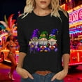 thumbnail image 4 of Mardi Gras Womens Top Plus Size Crew Neck Funny Graphic Blouse Trendy Carnival 3/4 Sleeve Holiday Shirts Casual Party Tunic Fat Tuesday Sweatshirts, 4 of 7