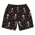 thumbnail image 3 of Uemuo Skeleton with Roses Pattern Men's Swim Trunks Hawaiian Beach Bathing Suit Swimsuits Beach Quick-Dry Shorts with Pockets-X-Large, 3 of 9