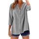 thumbnail image 3 of TaTaai Women's V Neck Flannel Top, 3/4 Sleeve Button Up Blouse, Loose Fit Plaid Casual Shirt for All Seasons Gift, 3 of 6