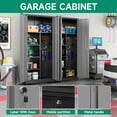 thumbnail image 6 of Metal Garage Storage Cabinet with Locking Doors and Adjustable Shelves, Rolling Tool Storage Cabinet with Lock,Steel Locking Cabinet,Tall Storage Cabinet on Wheels for Garage,Warehouse-Black Gray, 6 of 9