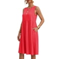 thumbnail image 6 of FRSASU Cotton Linen Dresses for Women Summer Maxi Sleeveless Gauze Plus Size Flowy Midi Dress with Pockets Comfy Vacation Outfits Watermelon Red, 6 of 9