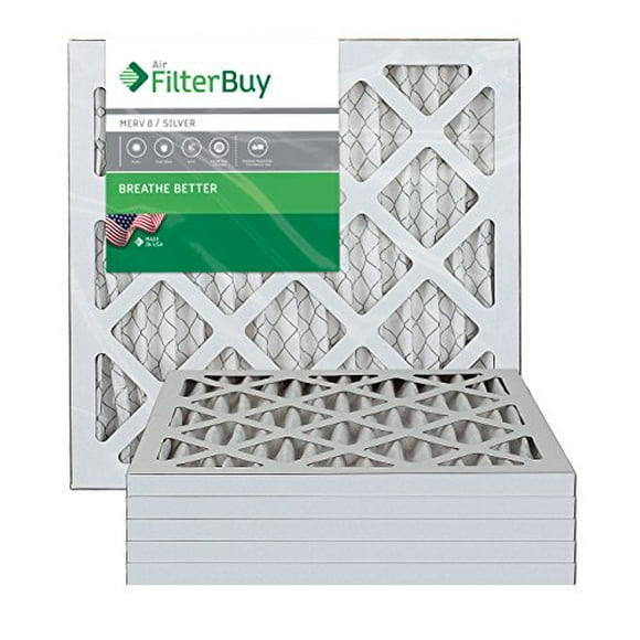 FilterBuy 14x18x1 MERV 8 Filtre à Air Plissé pour Four à Courant Alternatif, (Pack de 6 Filtres), 14x18x1 – Argent