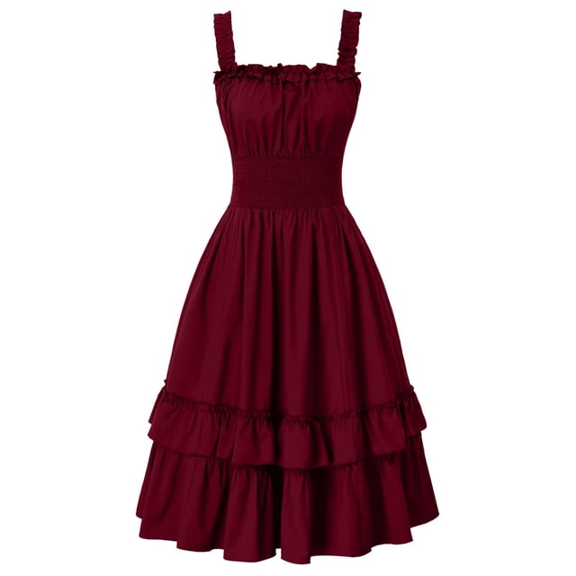Womens Halloween Costumes 2024 Cosplay Gothic Dresses Women's Fashion Solid Colour Vintage Sleeveless Dress Slim Dresses