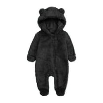 Winter Baby Clothes Warm Fleece Thick Onesie Ear Hooded Jumpsuits Newborn Boys Girls Romper Kids Coats Jackets