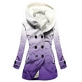 thumbnail image 2 of Spring Saving GaThRRgYP Women's Cotton Jacket,Velvet Double Breasted Hooded Solid Color European and American Mid Length Women's Solid Color Temperament Commuting Jacket, 2 of 5
