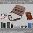 thumbnail image 5 of Crossbody Messenger Bag for iPad Pro 12.9 inches, Rfid Shoulder Purse w/Water Bottle Holders, 13 inch Laptop Briefcase, Built-in Wallet With AirTag Case Brown, 5 of 9