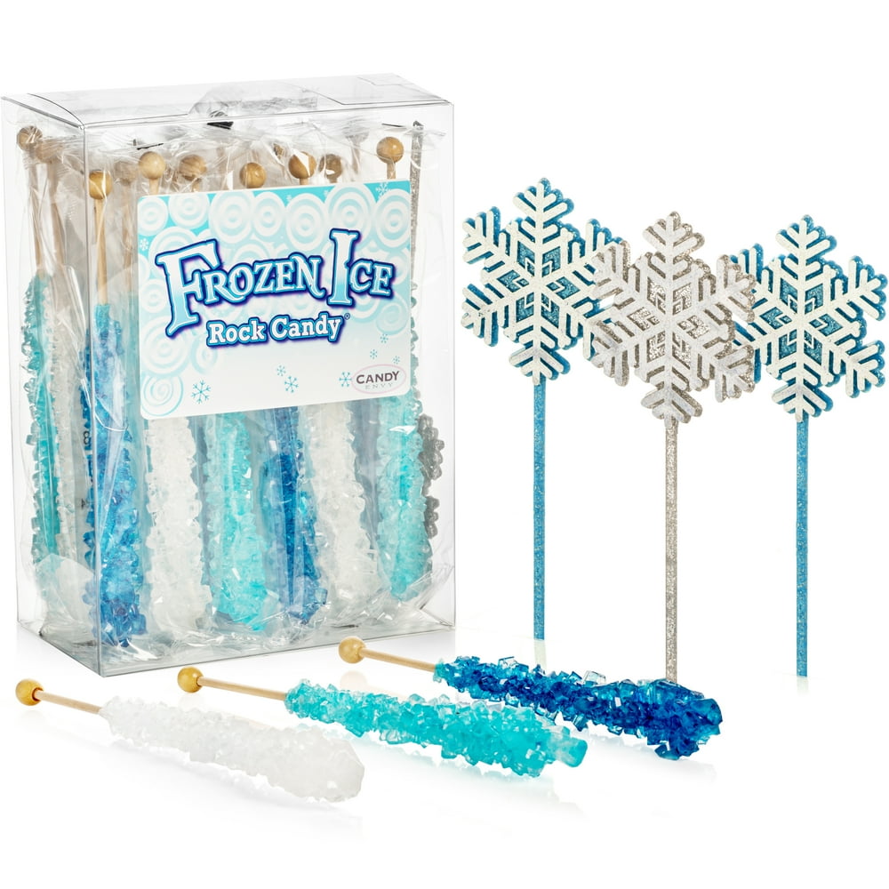 Frozen Ice Rock Candy Sticks 18 Individually Wrapped Rock Candy on a