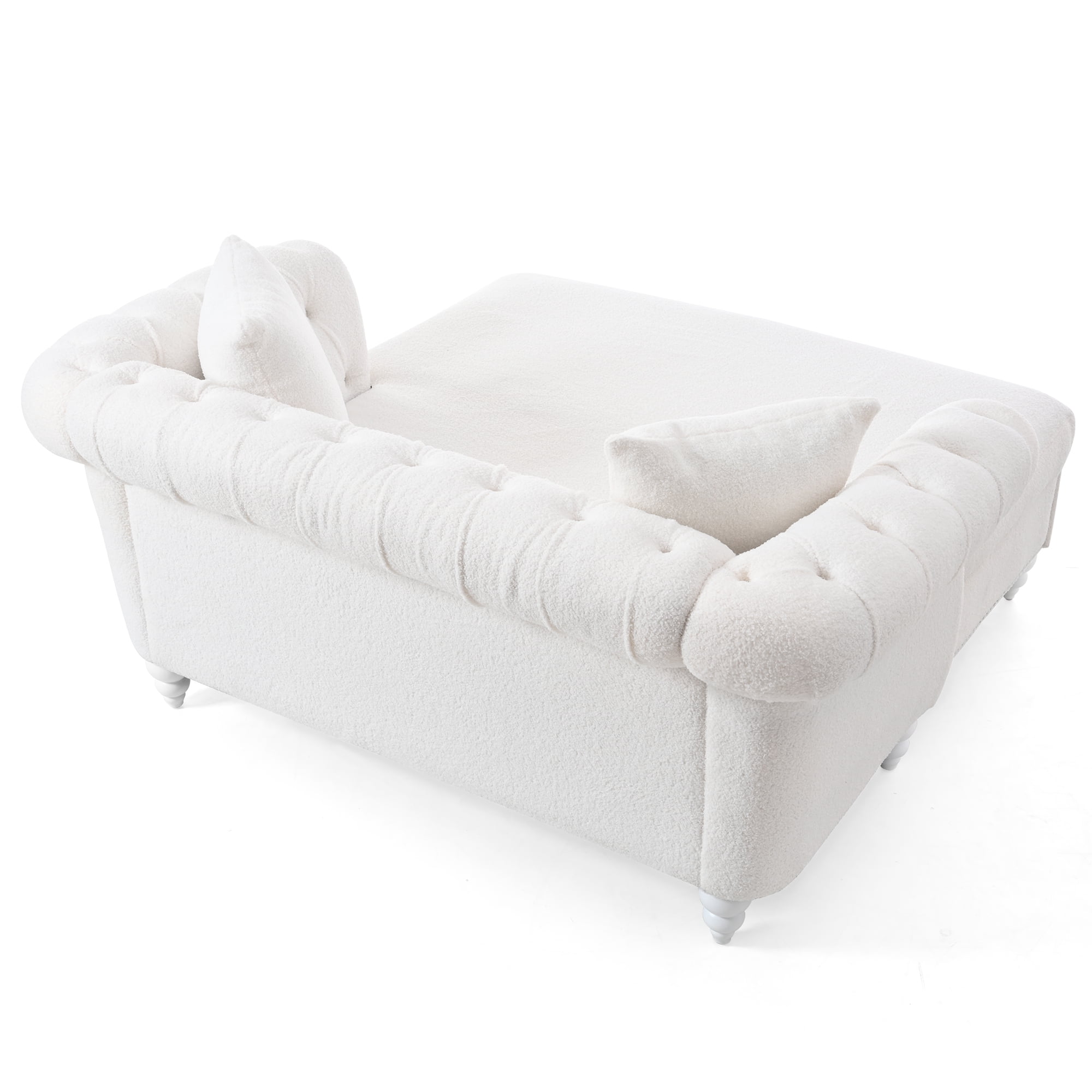 Chesterfield Sofa Chaise Lounge, Polyester Tufted Couch Loveseat With Nailhead Trim and Rolled Arms For Living Room Office Apartment