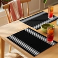 thumbnail image 4 of Black Striped Placemats Set of 4 Black White Stripes Place Mats Table Mats Kitchen Dining Home Outdoor Party Table Decoration, 4 of 9