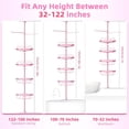 thumbnail image 3 of 32-122inch Corner Shower Caddy Tension Pole Pink, Rustproof Drill-Free Shower Shelves for Bathroom Bathtub Washbasin, Adjustable Shower Organizer with 4 Tier Patent Stable Shelves & Towel Bars, 3 of 13