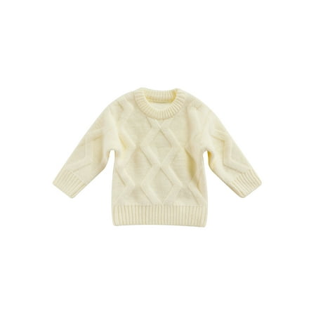 

IZhansean Unisex Kids Baby Girls Boys Knitted Sweater Long Sleeve Solid Color Loose Casual Tops Knitwear Beige 18-24 Months