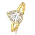 thumbnail image 2 of 10K Yellow Gold Pear Shape Moissanite Cubic Zirconia Engagement Ring Jewelry Gifts, 2 of 2