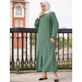 thumbnail image 5 of IBTOM CASTLE Abayas for Women Muslim Dress Prayer Clothes Zipper Maxi Long Robe Kaftan Dresses Islamic Dubai Loose Abaya Dress XL Green, 5 of 8