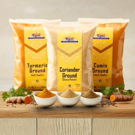 Rani Turmeric Ground, Coriander Powder, Cumin Ground ~ 3.5oz (100g) Combo Pack of 3 ~ All Natural | 100% Pure, Salt Free | Vegan | Gluten Friendly | NON-GMO | Indian Origin