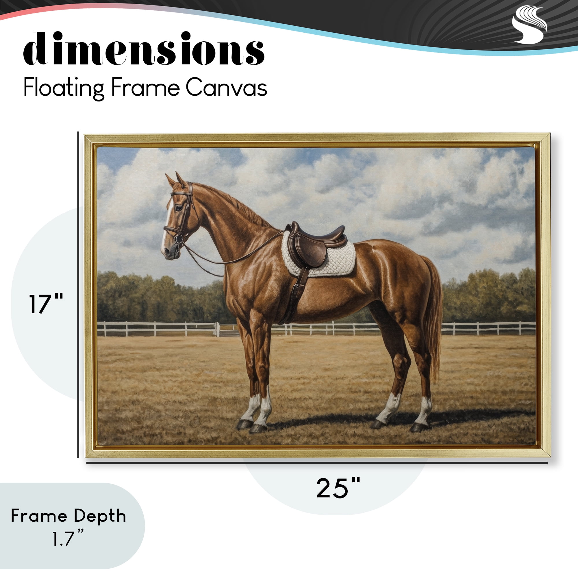 Stupell Industries Saddled Up Chestnut Horse Gold Framed Floater Canvas Wall Art, design by Petal Prints Design