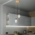 thumbnail image 3 of Modern Crystal Pendant Light Teardrop LED Ceiling Light Fixtures Black Gold Dimmable Pendant Lighting for Bedroom Dining Room Kitchen Island（2 Light）, 3 of 8