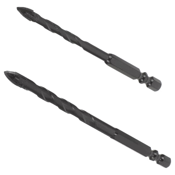 RUNROTOO 2Pcs Masonry Concrete Drill Bit Set Black Steel for Preventing Slipping in Projects