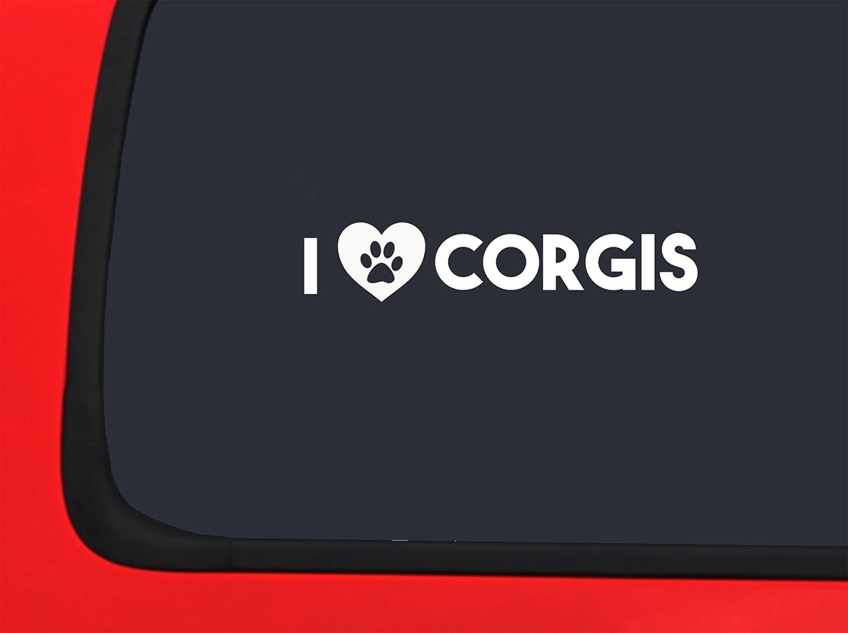 Car Sticker I Heart Corgis Love Paw Print Dog Owner Car Window Decal ...