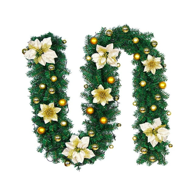 Artificial Flower Rattan Garland Wreath 9ft Luxury With Light String Christmas Decoration Encryption Pendant