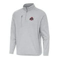 thumbnail image 2 of Men's Antigua Heather Gray Ohio State Buckeyes Certain Tri-Blend Quarter-Zip Top, 2 of 3