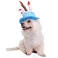 thumbnail image 1 of BRIGHTFUFU Adorable sombrero de fiesta de feliz cumpleaños para mascota, gato, perro, con pastel y 5 velas coloridas, accesorio para disfraz de Cosplay, tocado (azul), 1 of 8