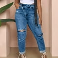 thumbnail image 4 of REALiKUN Women's Boyfriend Jeans Ripped Skinny Jeans Distressed Stretchy Denim Pants, 4 of 7