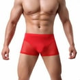 thumbnail image 2 of khonts,Men's Sexy Boxer Briefs See Through Underwear Sheer Mesh Low Rise Underpants Red XL, 2 of 7