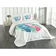 thumbnail image 3 of Ambesonne Otter Quilted Bedspread Set 3 Pcs, Semiaquatic Animal, King Size, Mint Green Blue Pink, 3 of 5