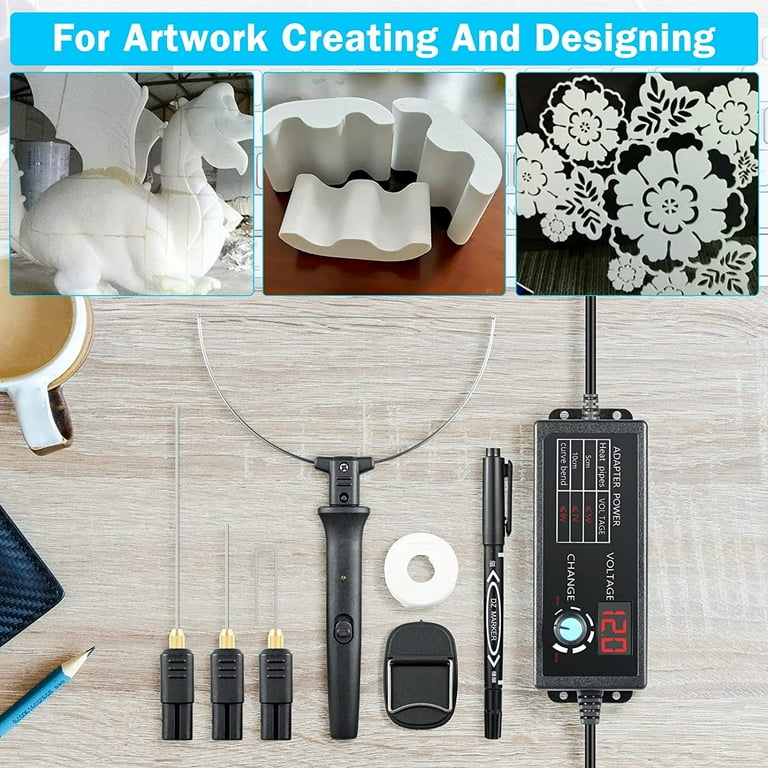 4 in 1 Hot Wire Styrofoam Cutter (Black-24W) Hot Wire Foam Cutting Kit,  Electric Carving Tool Transformer Adaptor