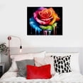 thumbnail image 5 of Fenyluxe Colorful Rose Wall Art Abstract Graffiti Rainbow Flower Canvas Prints Pictures Decor Modern Watercolor Black Background Painting Artwork for Living Room Bathroom Bedroom Home Decor 16x12in, 5 of 6