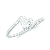 Rosec Jewels Heart Shape Moissanite Solitaire Engagement Ring for Women (5 mm, 0.75 CT), 18K White Gold, US 7.00