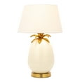 thumbnail image 5 of Creative Co-Op Metal Base Table Lamp with Pineapple Detail and Shade, White and Gold, 5 of 5