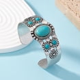thumbnail image 4 of SUSHANG Turquoise Bracelet Turquoise Cuff Bracelet Blue Stabilized Turquoise & Bracelet Stainless Adjustable Cuff Bracelet | Boho Jewelry for Men & Women, 4 of 7