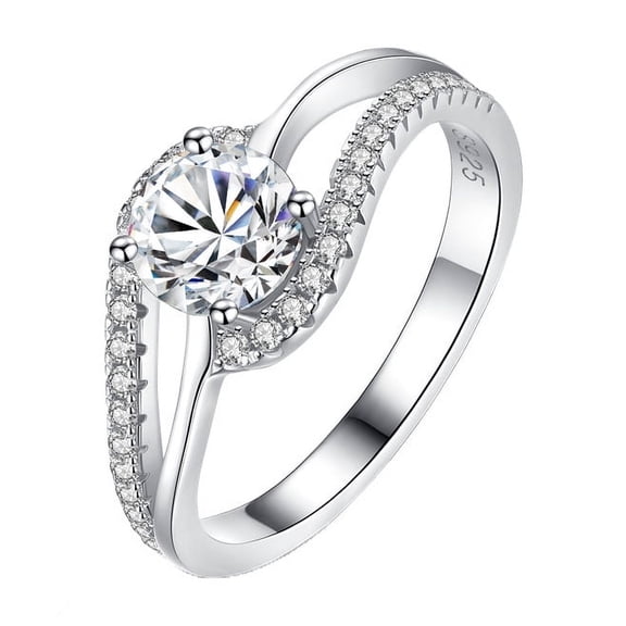 Apaison Shiny Moissanite 925 Sterling Silver Women Ring - Female Wedding Engagement Jewelry Gift