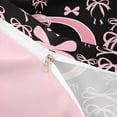 thumbnail image 4 of Manfei Ribbon Bow Knot D Personalized Initial Queen Duvet Cover Set,Black Pink Bow Tie Bedding,3 Pieces,No Comforter,Pink Reversible,Ultra Soft Home Decor, 4 of 6
