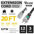 thumbnail image 2 of Cable de extensión YOJOE de 20 pies, calibre 12, 15 A, 125 V, interior/exterior, 2 of 7