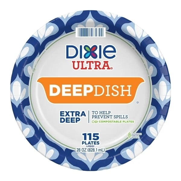 Dixie Deep Dish Paper Plate, 28 Ounce (Pack of 115)