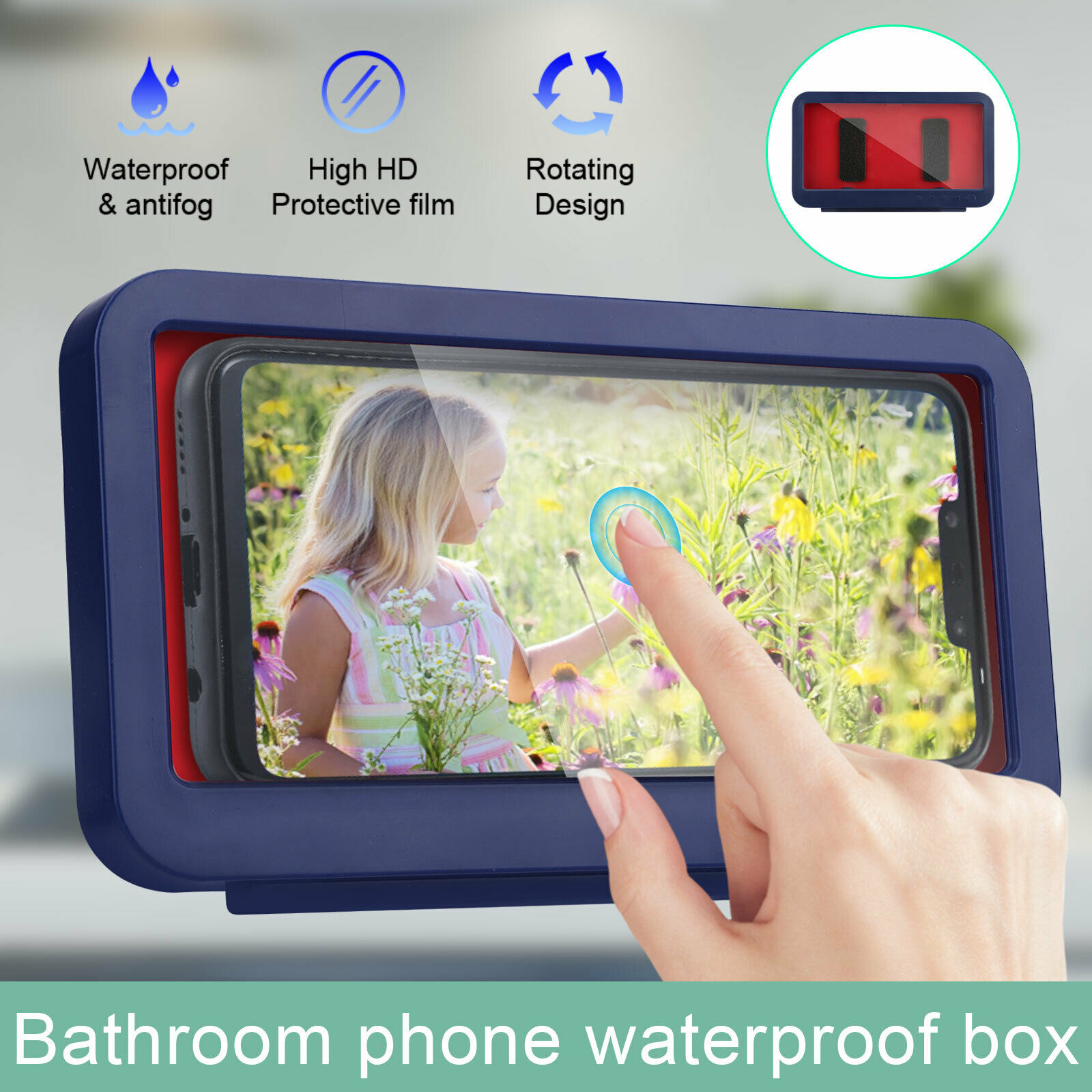 Shower Phone Holder,360° Rotation Shower Phone Case,WallMounted Waterproof Phone Holder, Highly