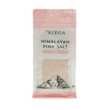 RIEGA Himalayan Pink Salt - Fine, 1 lb. (453 g) - Pure, Iodine-Free, No Additives